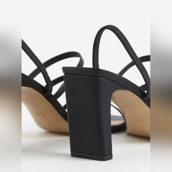 H&M Sandals Heeled NWT Size 9 Black Cream Square Toes - Picture 4 of 9